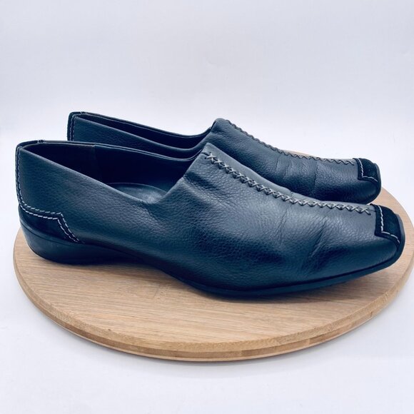 Paul Green Munchen Shoes Womens 7.5 Black Leather Slip On Loafer Flats - Picture 1 of 11